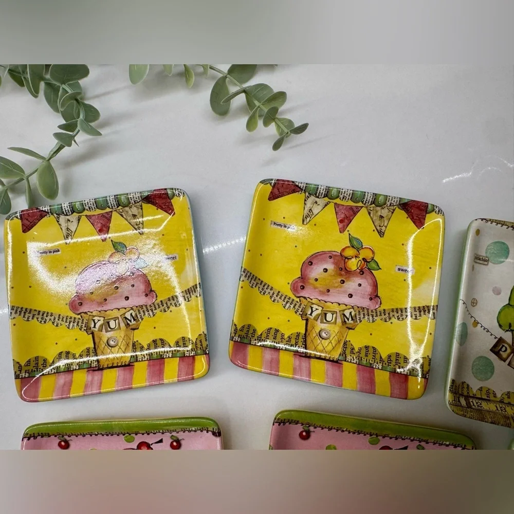 Demdaco My Sweet Treat by Lisa Kaus Square treat plates 2011